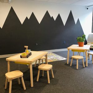 Kids area with tables and chairs