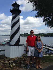 Rob and Karen Schepner standing near lighthouse