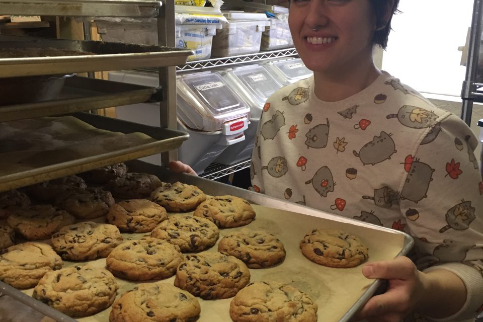 Amber holding cookie tray